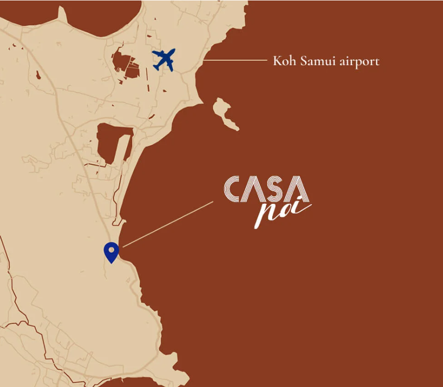 CASA NOI location on Koh Samui and Koh Samui airport