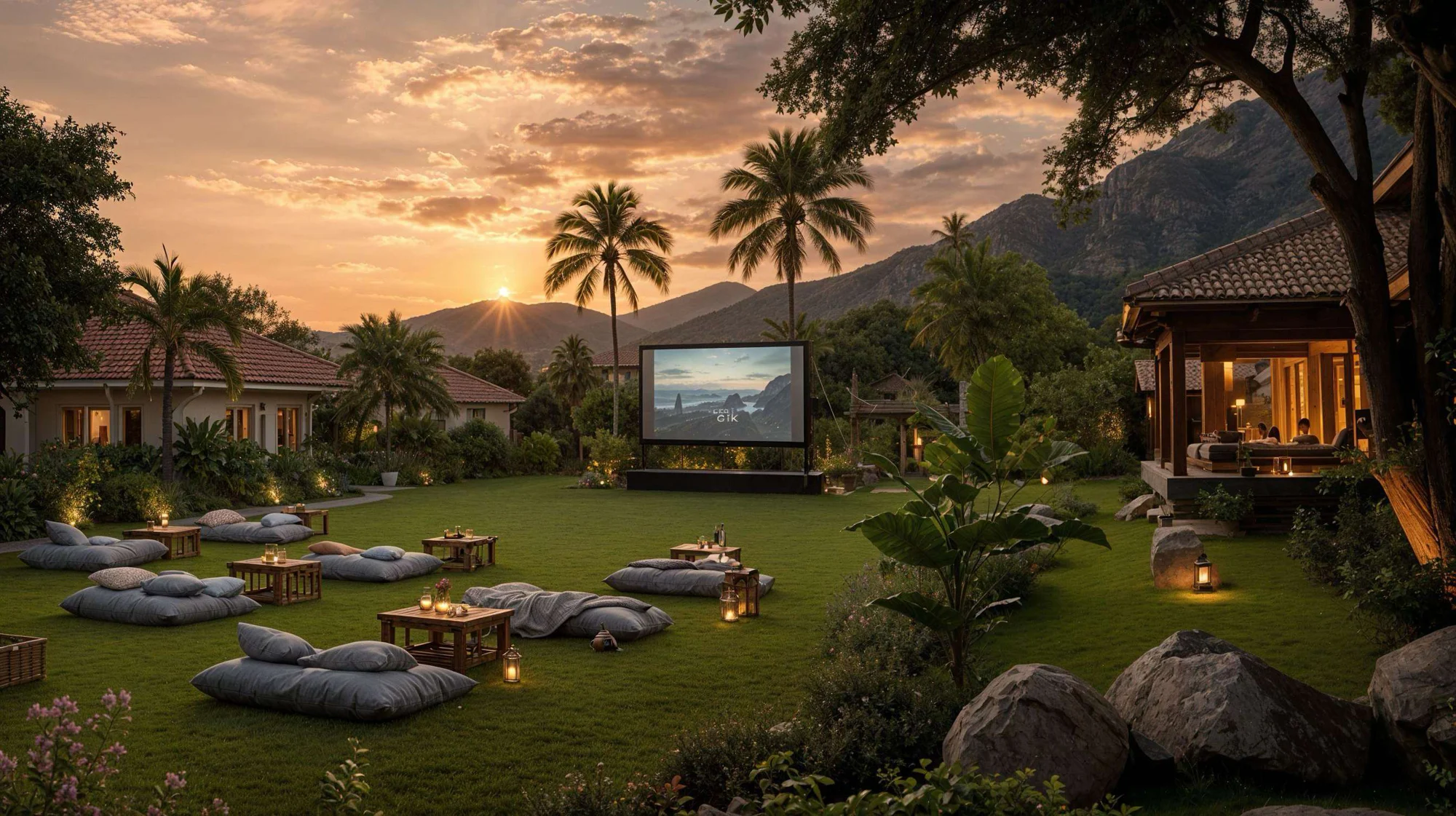CASA NOI outdoor cinema at sunset